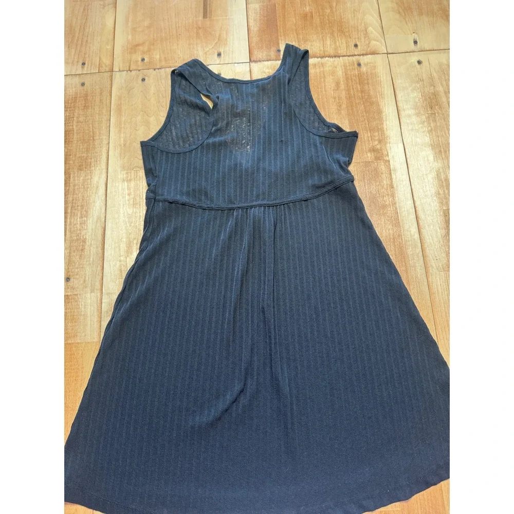 Portocruz Womens Black Ribbed‎ V-Neck Tie Front Sleeveless Coverup Dress Medium
